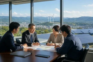 秋田銀行 オーリス 出資と地域再エネ事業の資本連携スキームを整理した図